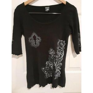 Freedom Shirt Women’s Size XL Black Embellished